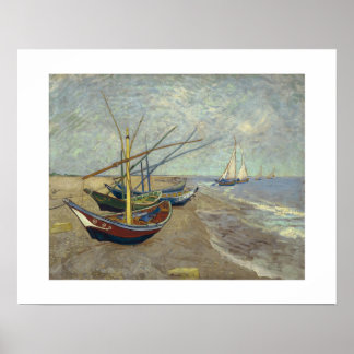 Fischerboote am Strand in Saintes-Maries -1888 Poster
