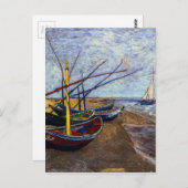 Fischerboote am Strand Postkarte (Vorne/Hinten)