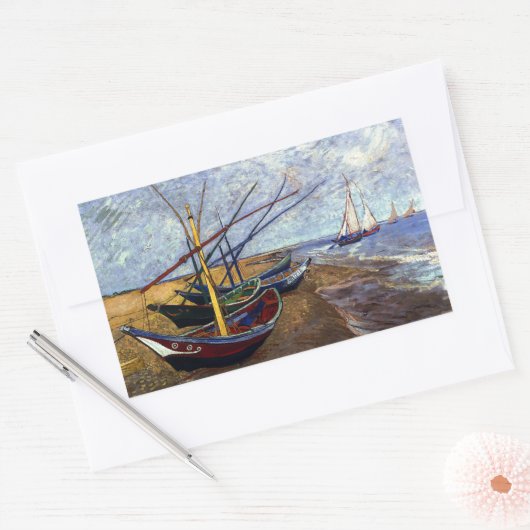 Fischerboote am Strand Rechteckiger Aufkleber (Umschlag)