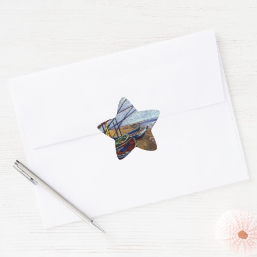 Fischerboote am Strand Stern-Aufkleber (Umschlag)