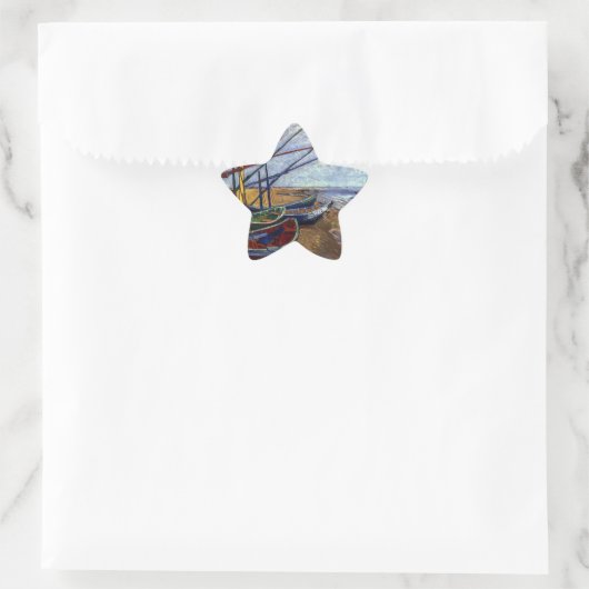 Fischerboote am Strand Stern-Aufkleber (Tasche)