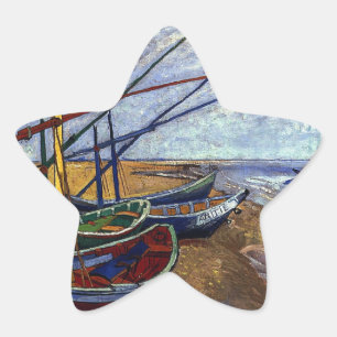 Fischerboote am Strand Stern-Aufkleber