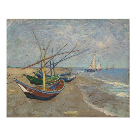 Fischerboote am Strand von Les Saintes-Maries Fotodruck (Vorne)
