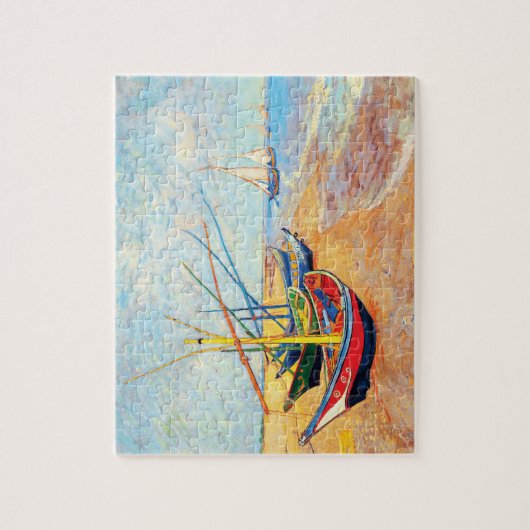 Fischerboote am Strand von Saintes-Maries Puzzle (Vertikal)