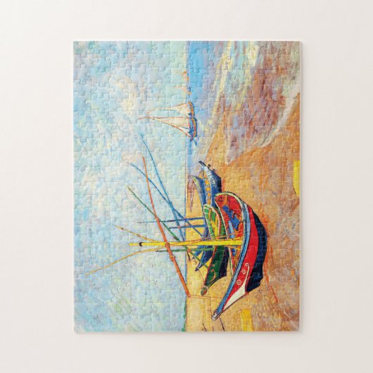 Fischerboote am Strand von Saintes-Maries Puzzle (Vertikal)