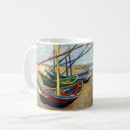 Fischerboote am Strand von Saintes-Maries - Van Go Kaffeetasse (Vorderseite Links)