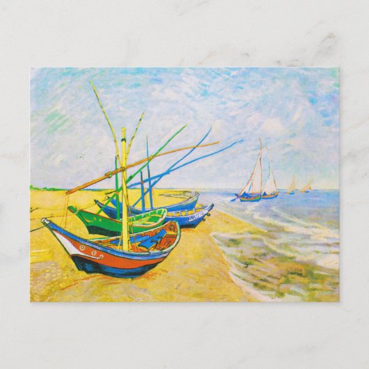 Fischerboote am Strand von Saintes-Mariesf Postkarte (Vorderseite)