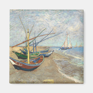 Fischerboote am Strand von Vincent Van Gogh Magnet