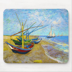 Fischerboote am Strand von Vincent Van Gogh Mousepad