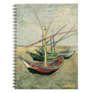 Fischerboote am Strand von Vincent van Gogh Notizblock
