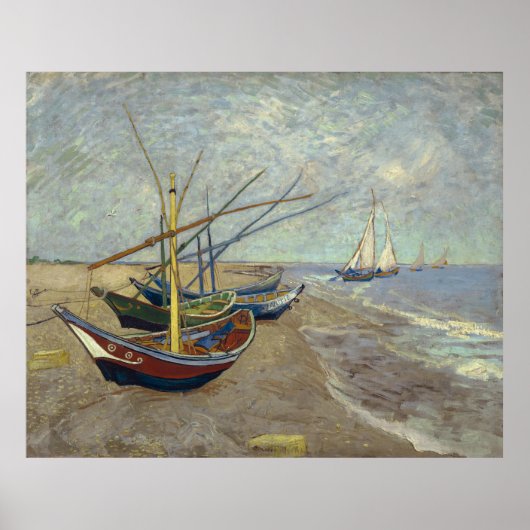 Fischerboote am Strand von Vincent Van Gogh Poster (Vorne)