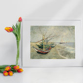 Fischerboote am Strand von Vincent van Gogh Poster