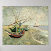 Fischerboote am Strand von Vincent van Gogh Poster (Vorne)