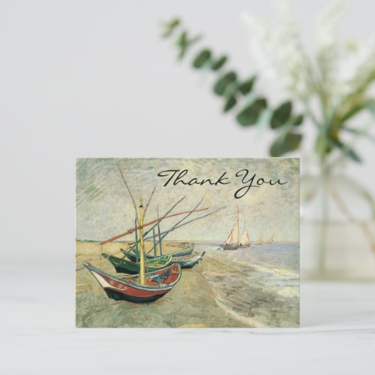 Fischerboote am Strand von Vincent van Gogh Postkarte (Stehend Vorderseite)