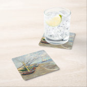 Fischerboote am Strand von Vincent Van Gogh Rechteckiger Pappuntersetzer (Vor Ort)