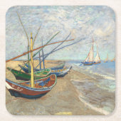 Fischerboote am Strand von Vincent Van Gogh Rechteckiger Pappuntersetzer (Vorderseite)