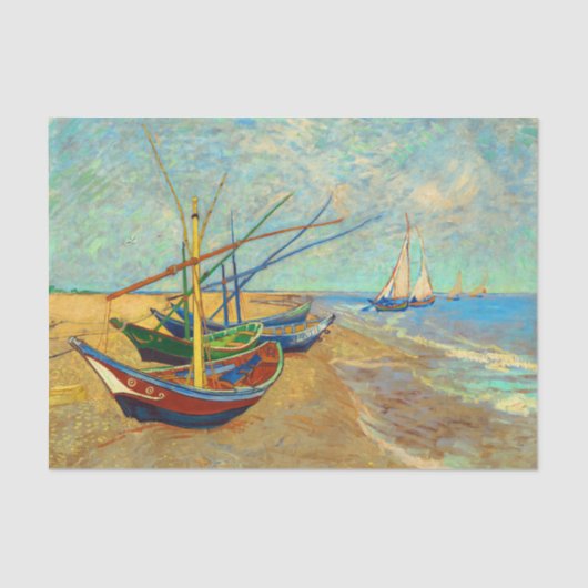Fischerboote am Strand von Vincent van Gogh Seidenpapier (Vorderseite)