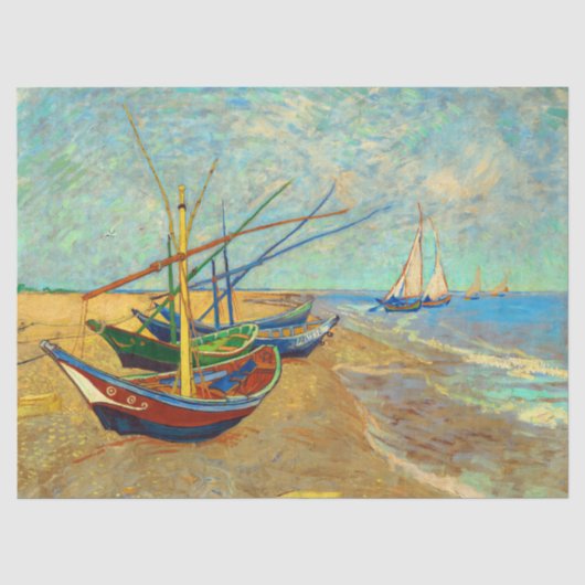 Fischerboote am Strand von Vincent van Gogh Seidenpapier (Vorderseite)
