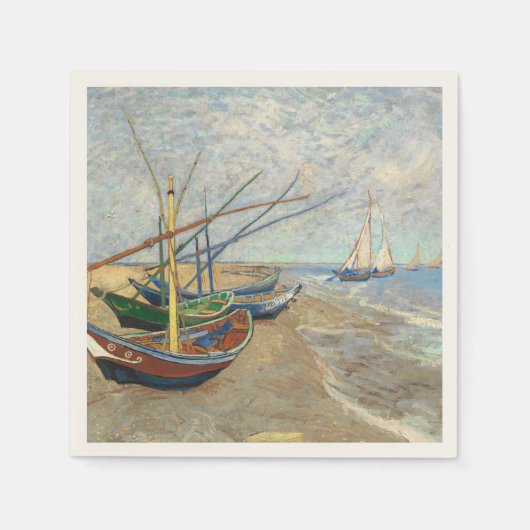 Fischerboote am Strand von Vincent Van Gogh Serviette (Vorderseite)