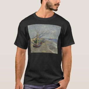 Fischerboote am Strand von Vincent Van Gogh T-Shirt