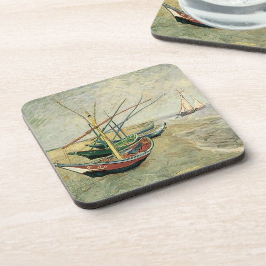 Fischerboote am Strand von Vincent van Gogh Untersetzer (Linke Seite)
