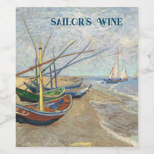 Fischerboote am Strand von Vincent Van Gogh Weinetikett (Einzelnes Label)