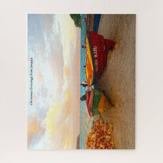 Fischerboote an einem Jamaika Strand. Jigsaw Puzzl Puzzle (Vertikal)