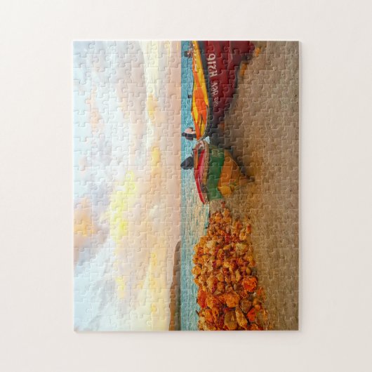 Fischerboote an einem Jamaika Strand. Puzzle (Vertikal)