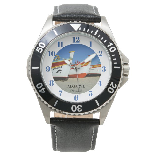 Fischerboote auf dem Foto der Algarve Armbanduhr (Vorderseite)