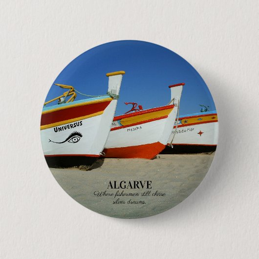 Fischerboote auf dem Foto der Algarve Button (Vorderseite)