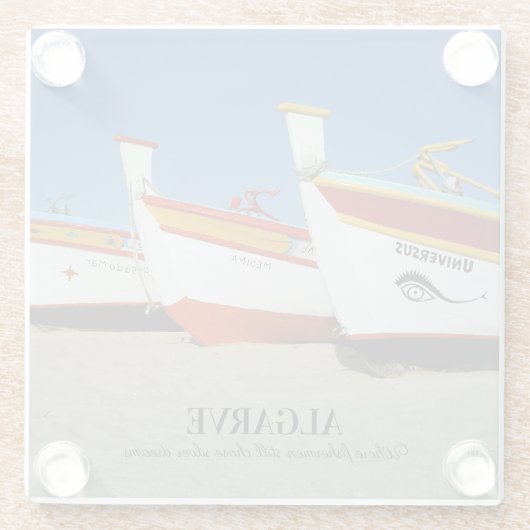 Fischerboote auf dem Foto der Algarve Glasuntersetzer (Rückseite)