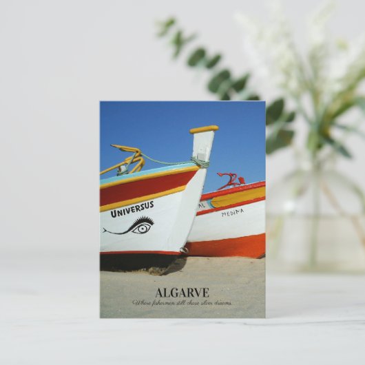 Fischerboote auf dem Foto der Algarve Postkarte (Stehend Vorderseite)