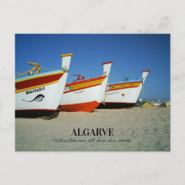 Fischerboote auf dem Foto der Algarve Postkarte