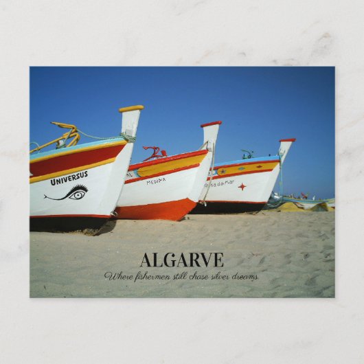 Fischerboote auf dem Foto der Algarve Postkarte (Vorderseite)