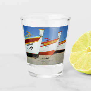 Fischerboote auf dem Foto der Algarve Schnapsglas