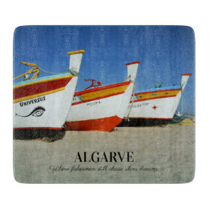 Fischerboote auf dem Foto der Algarve Schneidebrett