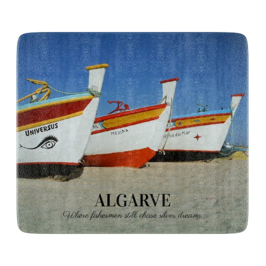 Fischerboote auf dem Foto der Algarve Schneidebrett (Vorderseite)