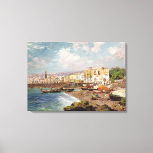 Fischerboote auf dem Strand bei Marinella, Neapel Leinwanddruck