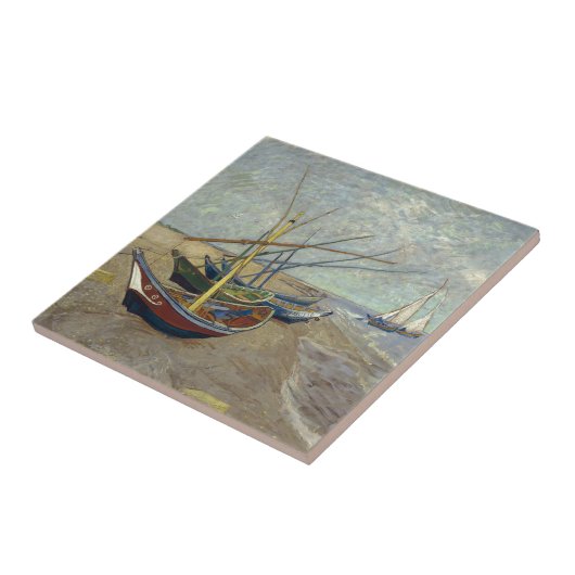 Fischerboote auf dem Strand durch Vincent van Gogh Fliese (Seite)