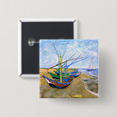 Fischerboote Beach Saintes-Maries Van Gogh Fine Button (Vorne & Hinten)