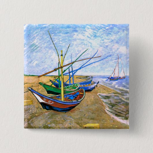Fischerboote Beach Saintes-Maries Van Gogh Fine Button (Vorderseite)