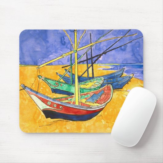 Fischerboote Beach Saintes-Maries Van Gogh Fine Mousepad (Mit Mouse)