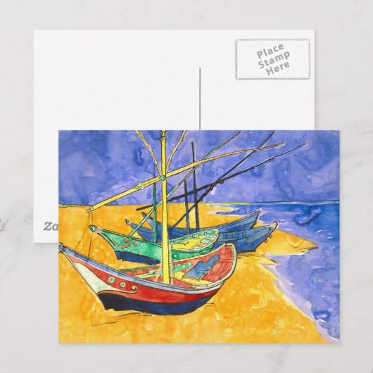 Fischerboote Beach Saintes-Maries Van Gogh Fine Postkarte (Vorne/Hinten)