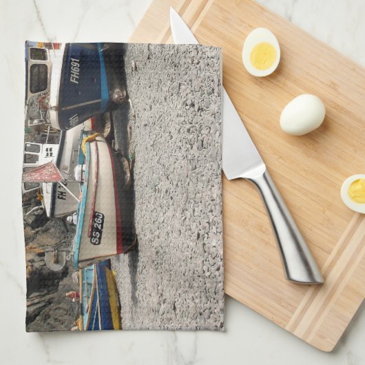 Fischerboote Cadgwith Cornwall England Handtuch (Viertel Falte)