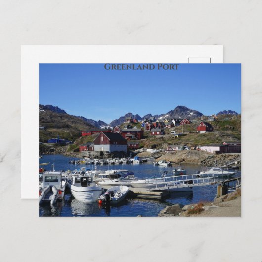 Fischerboote des grönländischen Hafens Postkarte (Vorne/Hinten)