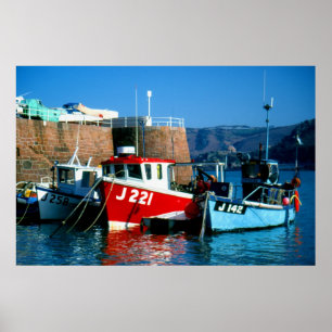 Fischerboote, die im Winter Schutz bieten Poster