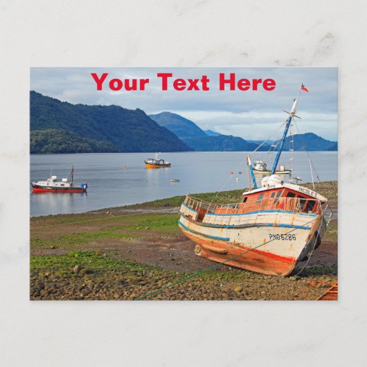 Fischerboote, Hornopiren, Chile Postkarte (Vorderseite)