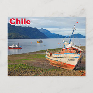 Fischerboote, Hornopiren, Chile Postkarte