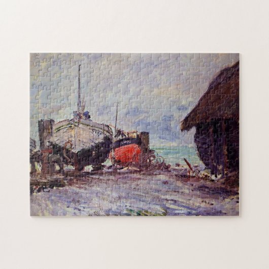 Fischerboote im Étretat Monet Fine Art Puzzle (Horizontal)