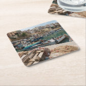 Fischerboote im Hafen Castellammare Del Golfo Rechteckiger Pappuntersetzer (angewinkelt)